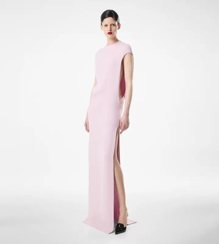 SILK DOUBLE GEORGETTE STRETCH EVENING DRESS ORCHID PINK online